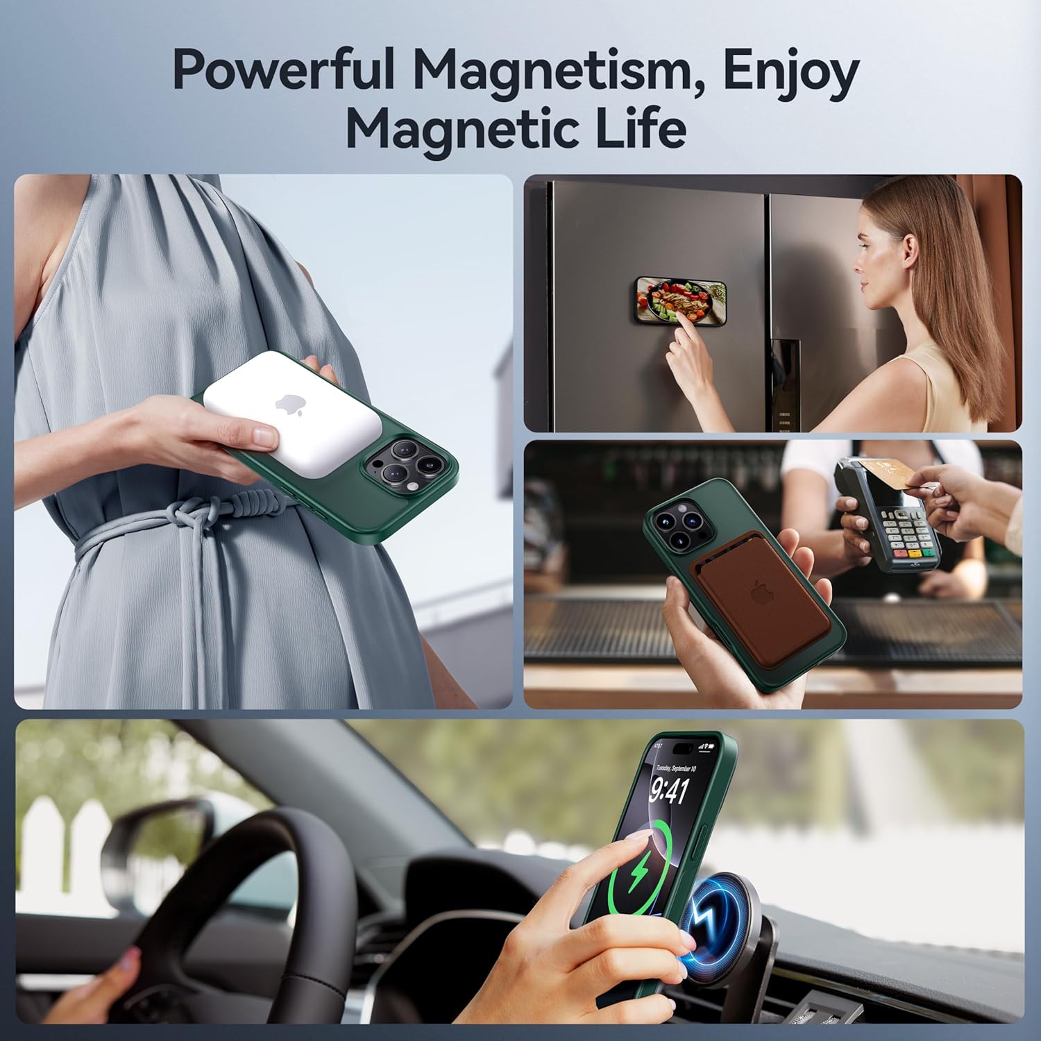 CASEKOO Designed for iPhone 16 Pro Case with Magnetic Invisible Stand [Military Drop Protection] [Compatible with MagSafe] Shockproof Slim Translucent Matte Case 6.3 Inch, Green