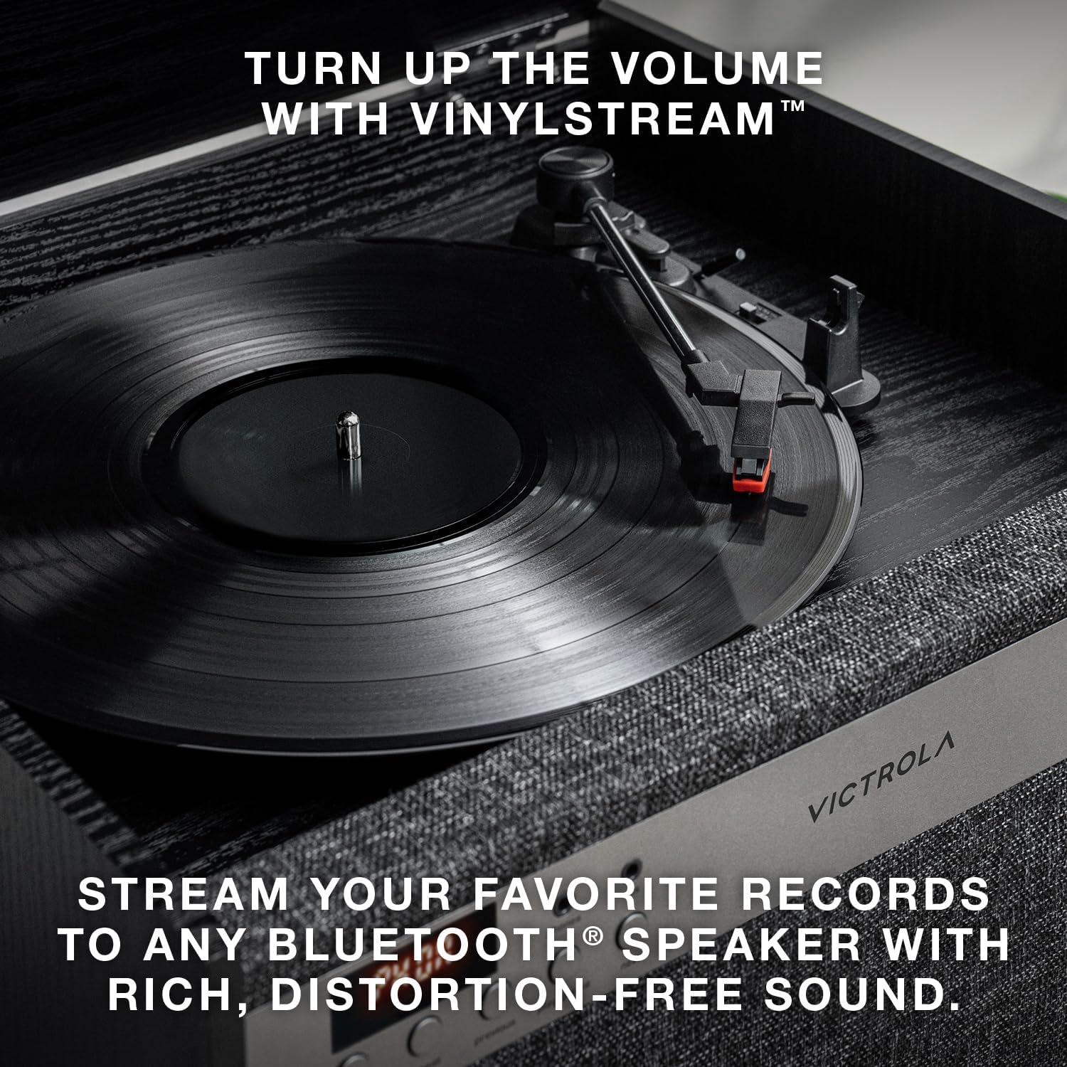 Victrola Century 6-in-1 Vinyl Record Player & Music Center – 3-Speed Turntable, CD & Cassette Player, VINYLSTREAM, Bluetooth & 3.5mm Aux, Record Player with Speakers, Mid Century Design (Natural)