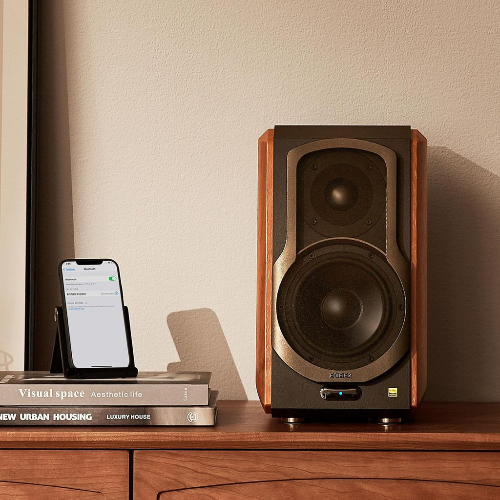 Edifier S1000W WiFi Audiophile Active Bookshelf 2.0 Speakers, 120W RMS Wireless HiFi Bluetooth Sound System Works with Alexa, Optical/RCA x 2 Coaxial, Supports AirPlay 2, Spotify Tidal Connect- Pair