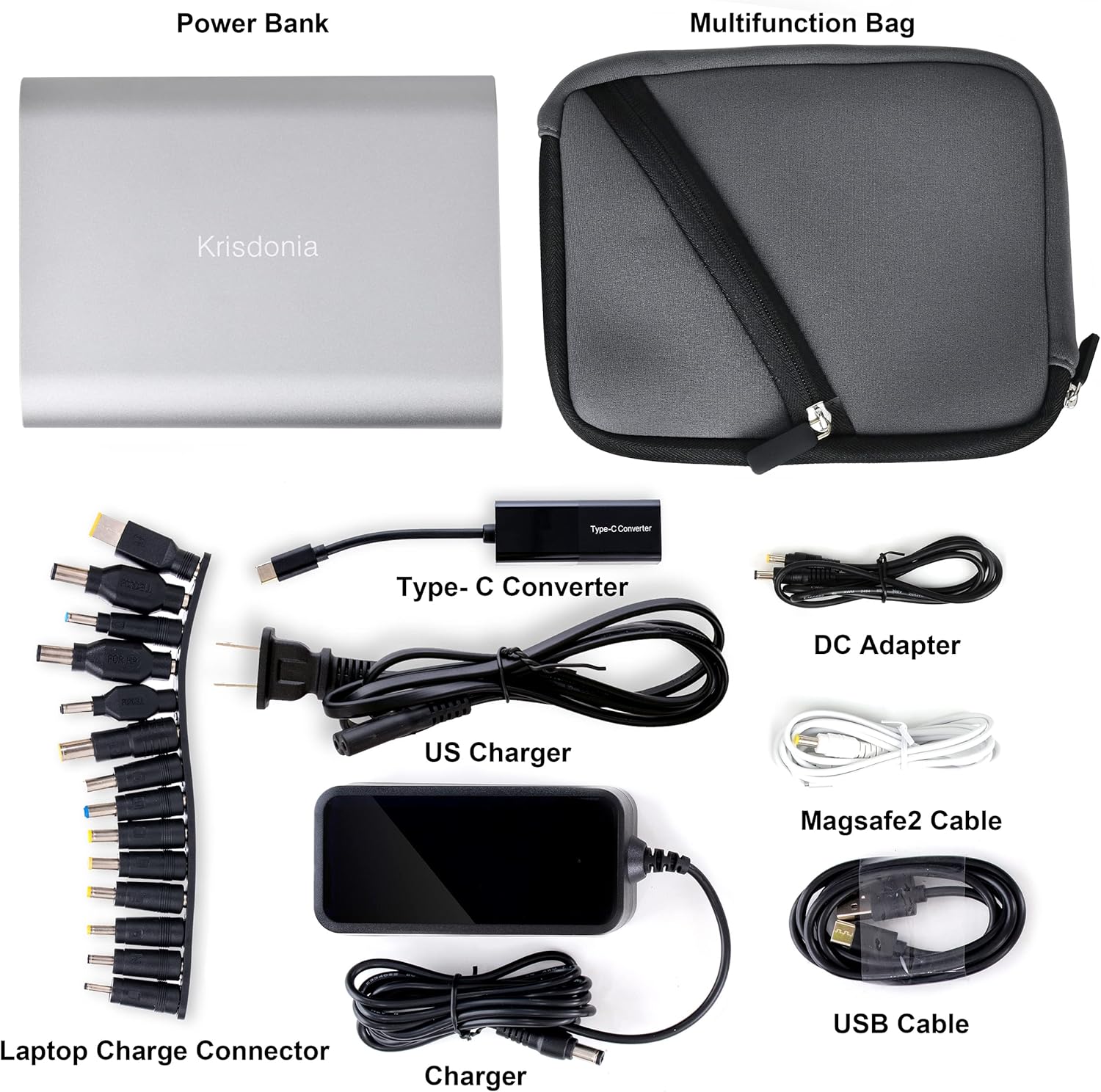 Krisdonia Portable Laptop Charger 185Wh/50000mAh Laptop Power Bank External Battery Pack for Laptop, Tablet, Projector, Smartphone and Others
