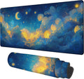 Gaming Desk Pad Large Extra Length Night Sky Mouse Pad Keyboard Laptop Non-Slip Waterproof with Rubber Base Thick Stitched Edge Mouse Mat for Office Home 35.4 x 15.7 Inches