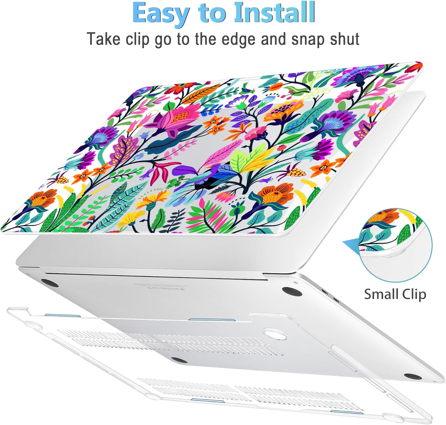 Mektron for MacBook Pro 16 inch Cover A2141 2019 2020 Release with Retina Display & Touch bar & Touch ID, Bright-Coloured Flowers Hard Case Shell Keyboard Cover Screen Protector Dust Plug