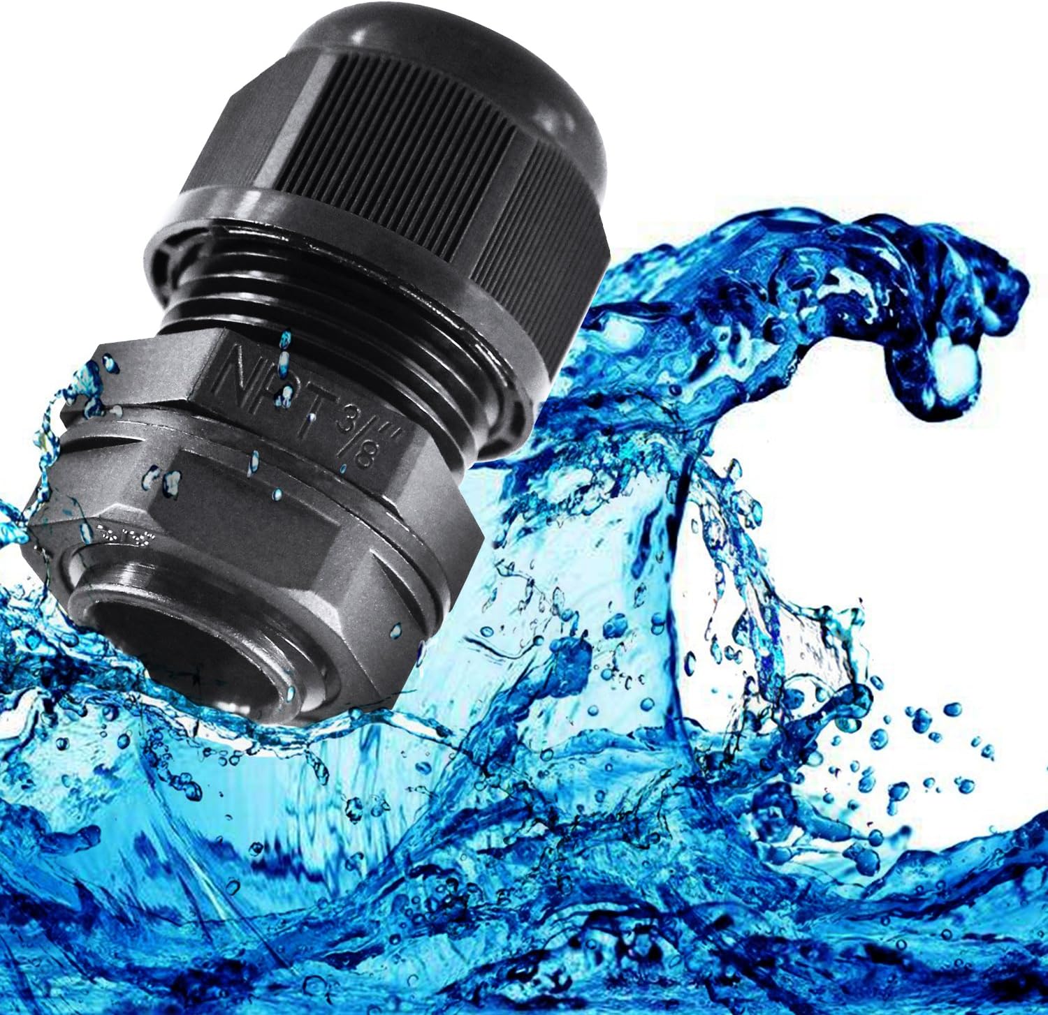 XHF 10 Pcs 1/2" IP68 Strain Relief Nylon Cord Grip Waterproof NPT Cable Glands Adjustable UL Listed and RoHS Compliant (Black)