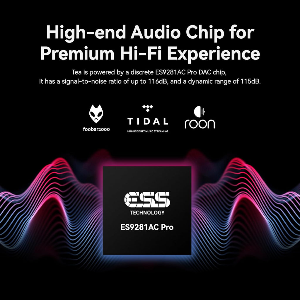 Khadas Tea Portable Headphone Bluetooth Amplifier,HiFi Hi-Res DAC USB Bluetooth 5.0, LDAC/aptX HD, PCM, DSD, MQA 32bit/384KHz ESS ES9281ACPro Qualcomm QCC5125 (Teal Blue)
