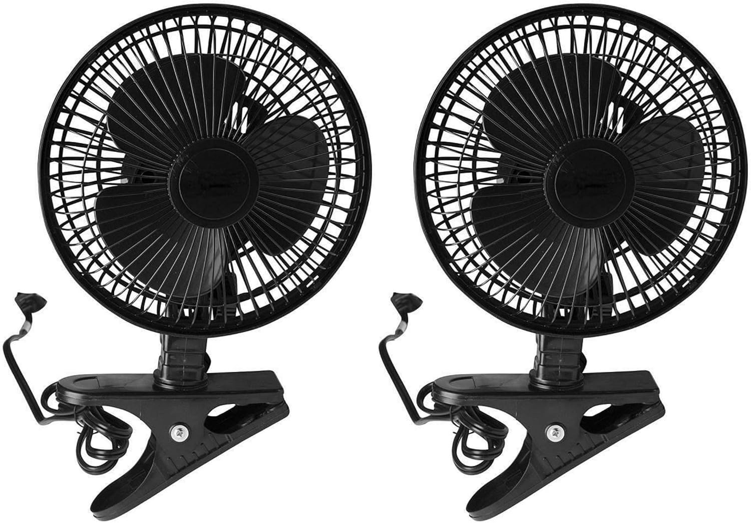 JOEY'Z 2 Pack - 6 INCH - 2 Speed - Adjustable Tilt, Whisper Quiet Operation Clip-On-Fan - Black