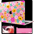 MEEgoodo Case for MacBook Pro 13 inch Case 2022 2021 2020 New A2338 M2/M1 A2251 A2289, Laptop Hard Shell with Keyboard & Camera Cover Compatible with 13 inch MacBook Pro, Pink Lilac Flowers