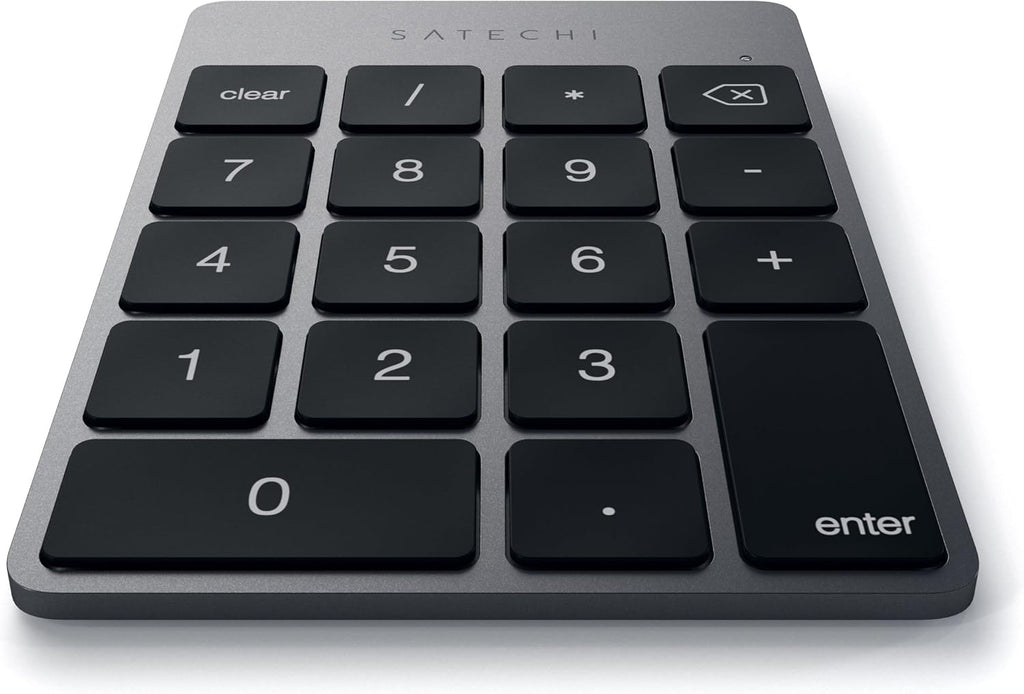 Satechi Slim Aluminum Bluetooth Keypad, Wireless Number Pad with 18 Keys, Micro USB Rechargeable Numpad, External Number Pad for MacBook Air/Pro M4, iPad Air/Pro M4/M3, iMac, PC - Space Gray