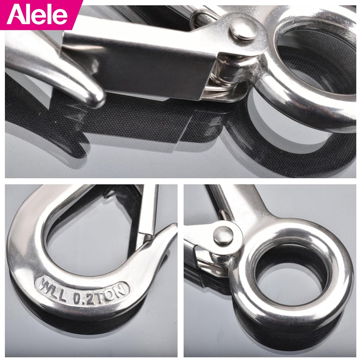 Alele 2Pack Grab Hooks, Slip Hooks,Stainless Steel Lifting Hook Rigging Accessory (Grab Hooks 200Kg 2p)