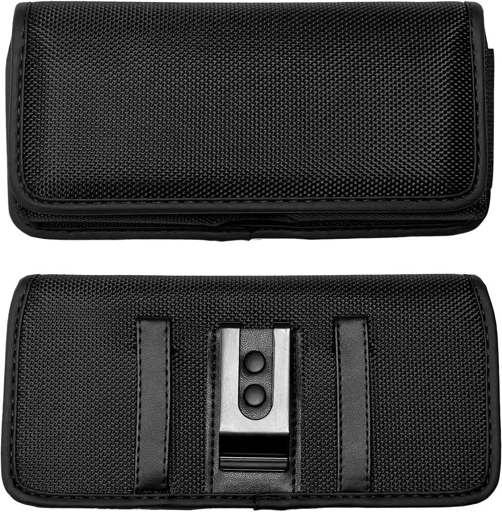Nylon Cellphone Holster for iPhone SE (4.7"), iPhone 5, 5S - Horizontal Case Canvas Waist Carrying Pouch with Belt Clip/Loops, Black