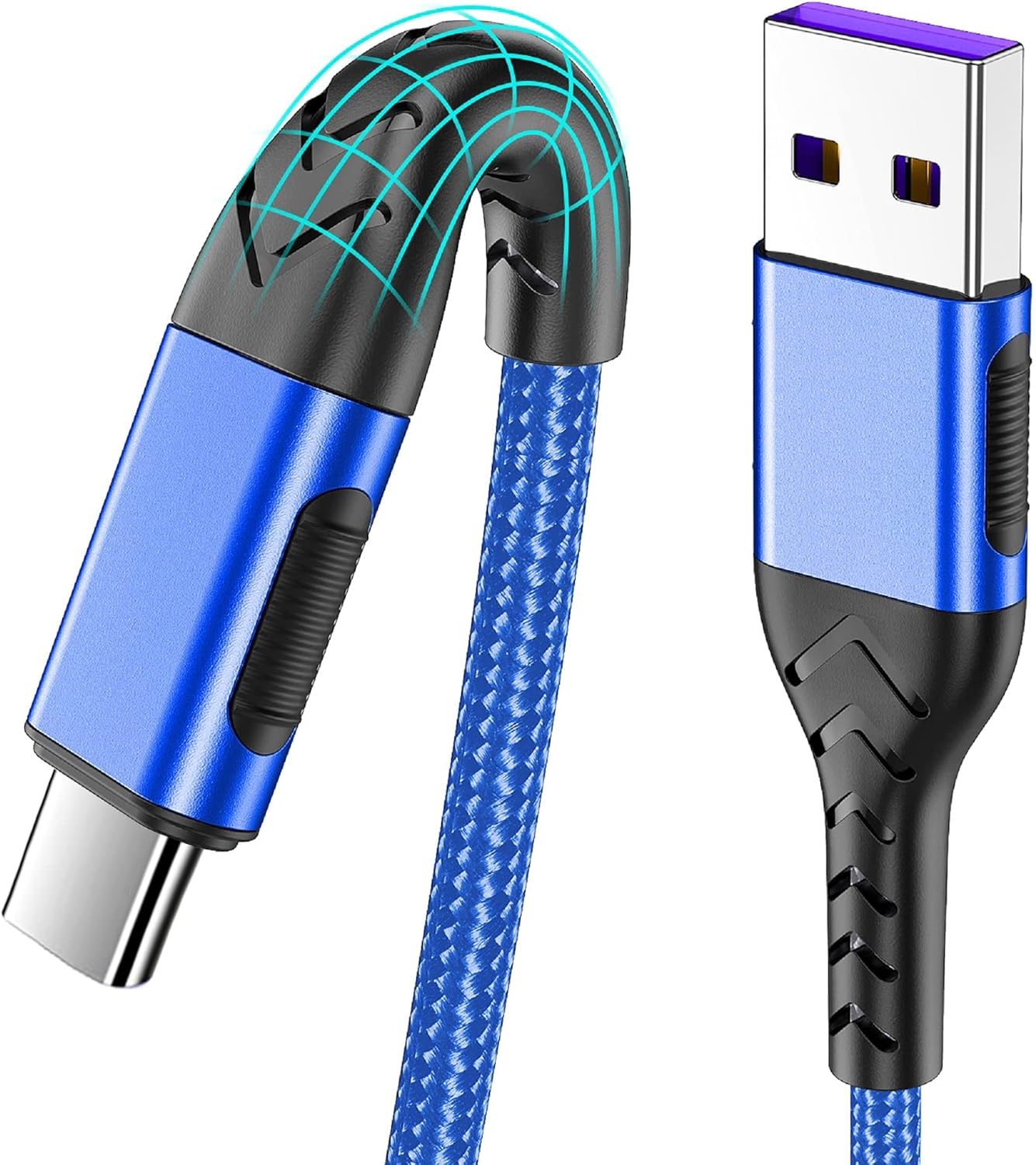 Durcord USB C Cable, Upgarded 2Pack 3ft Fast Charging USB Type C Charging Cord Cable, 3 Foot Type C Charger Nylon Braided USB Cable Compatible Compatible with iPhone 15/Pro/Plust/Max/Samsung-Blue