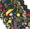 JIKIOU 3 Pack Mouse Pad with Stitched Edge, Comfortable Mouse Pads with Non-Slip Rubber Base, Washable Mousepads Bulk with Lycra Cloth, Mouse Pads for Computers Laptop Mouse 10.2x8.3in Black Flowers