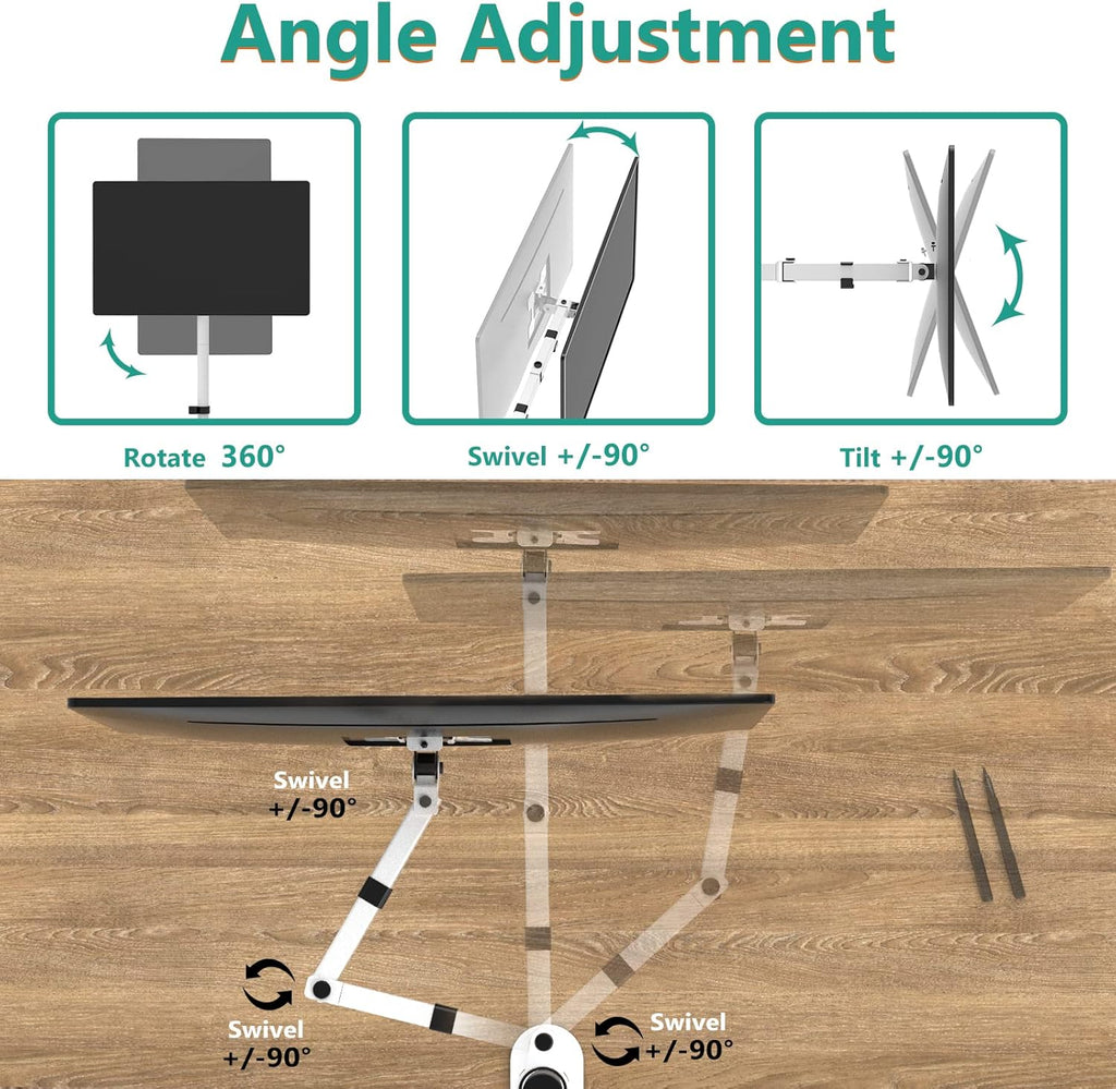 WALI Tall Monitor Stand Desk Mount, Single Extra Tall Monitor Arm Bracket for Computer Screen up to 32 inch, 22lbs (M001XL-W), White