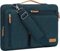 MOSISO 360 Protective Laptop Shoulder Bag,15 inch Computer Bag Compatible with MacBook Air M4 M3 M2/Pro A1990 A1707, Dell XPS Plus,Side Open Messenger Bag with 4 Zipper Pockets&Handle, Teal Green