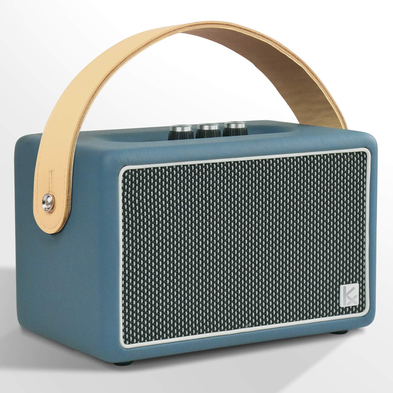 Vintage Bluetooth Speakers, KONEX 40W Leather Portable Wireless Speaker, Bluetooth 4.2 Heavy Bass Music Player, 20H Long Playtime, Mid Century Modern Decor for Home, Office, Party, Gift for Friend