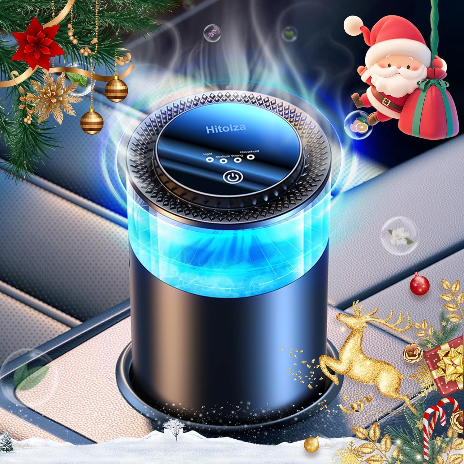 Smart Car Air Fresheners, Ambient Light & Mist Fragrance, Auto On/Off Car Air Freshener Diffuser, Adjustable Intensity, Lasts 6 Months, Built-in Battery, Premium Scents Refill X2 - Vanilla