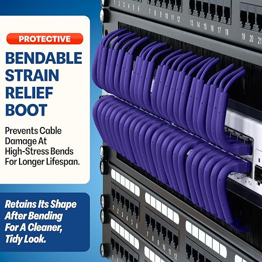 Everest Ultra Slim Cat6a Ethernet Patch Cables 7ft Purple - Image 3