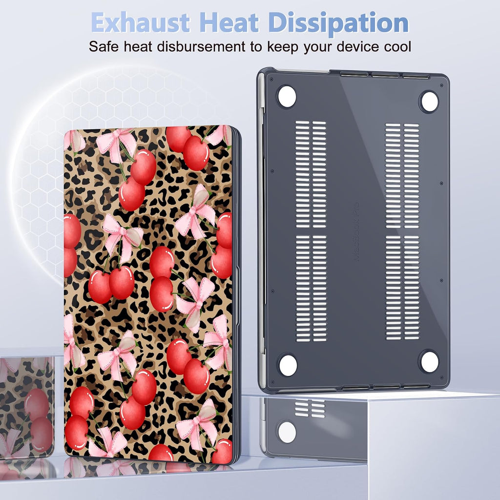 for MacBook Pro 16 inch Case 2021 2022 2023 2024 Release A3186 A3403 M4 A2991 M3 A2780 M2 A2485 M1 Pro/Max, Hard Shell Case with Screen Protector & Keyboard Cover, Leopard Cherry