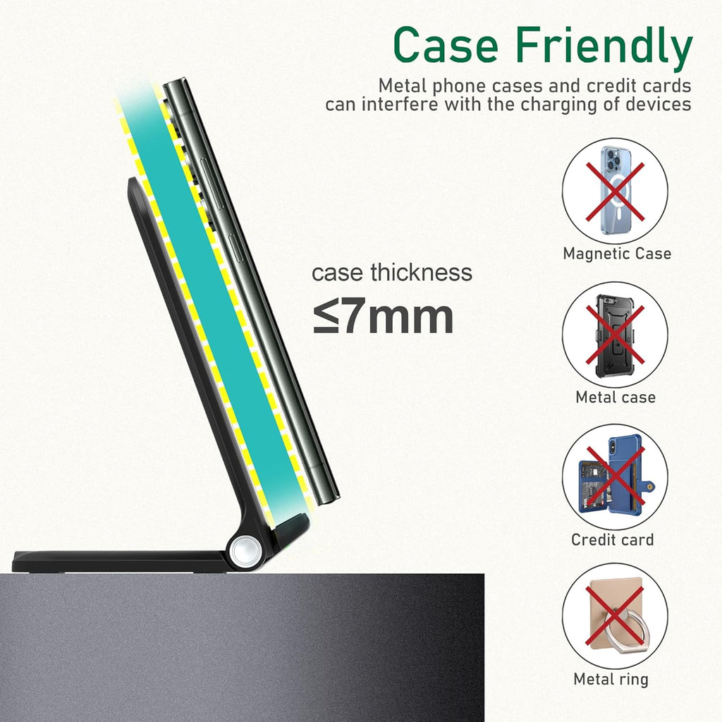 15W Wireless Charger Stand, Foldable Charging Station for Samsung Galaxy S25 S24 S23 S22 S21 S20 Ultra S10 S9 S8 S7 Note10 9 8 7, Desk Stand Up Phone Charger iPhone 16 15 14 13 12 Pro Max