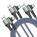 AINOPE Type C Cable [3-Pack, 6.6FT] Right Angle, 3.1A USB Type C Cable Fast Charging, Nylon Braided Type C Charging Cable Fast Charger Compatible with Samsung Galaxy S10 S9 S8 S20 Plus, Note 10 9 8