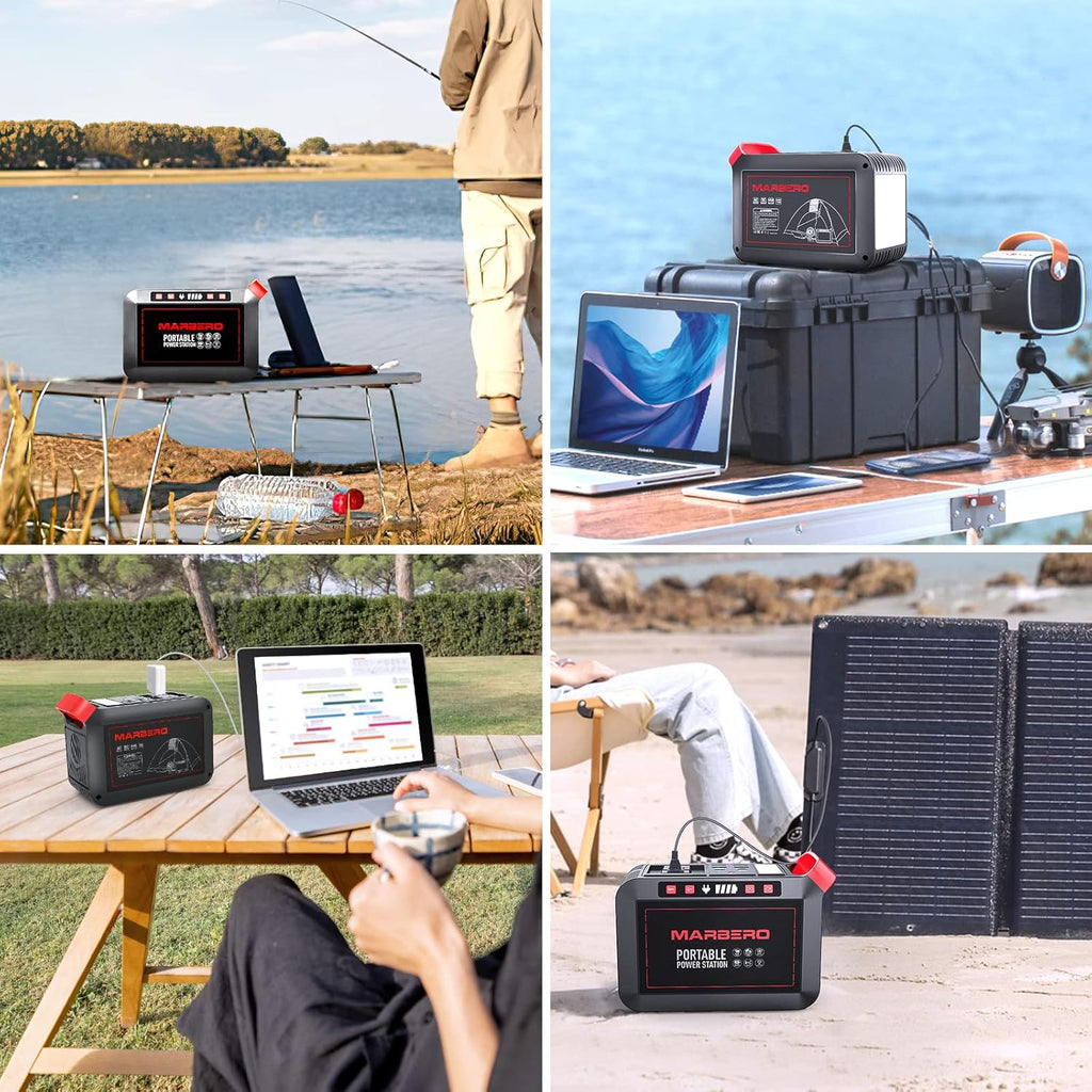 MARBERO 200W Portable Power Station 148Wh Camping Solar Generator Laptop Power Bank with AC Outlet 110V, DC, USB QC3.0, LED Flashlights for CPAP Home Outdoor Trip Emergency Backup