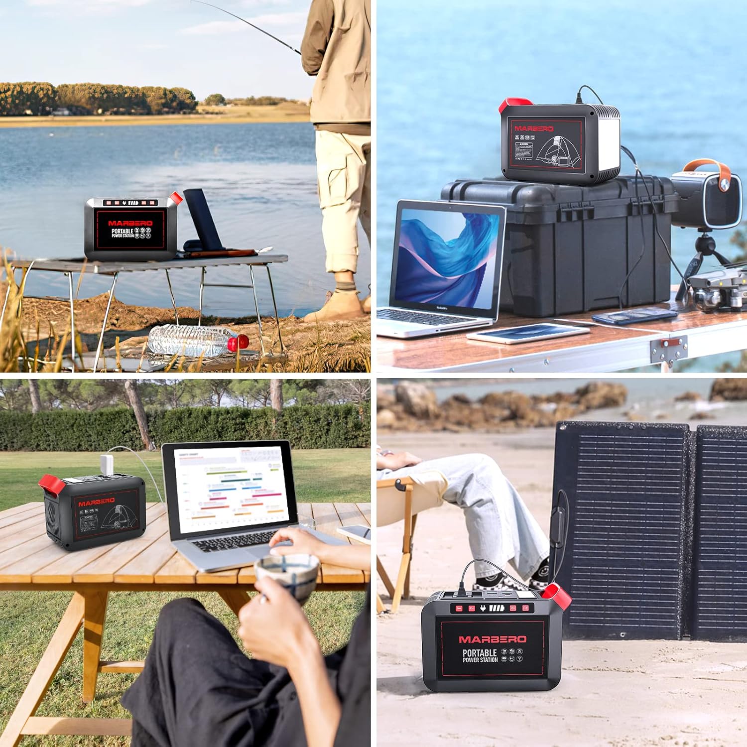 MARBERO 200W Portable Power Station 148Wh Camping Solar Generator Laptop Power Bank with AC Outlet 110V, DC, USB QC3.0, LED Flashlights for CPAP Home Outdoor Trip Emergency Backup