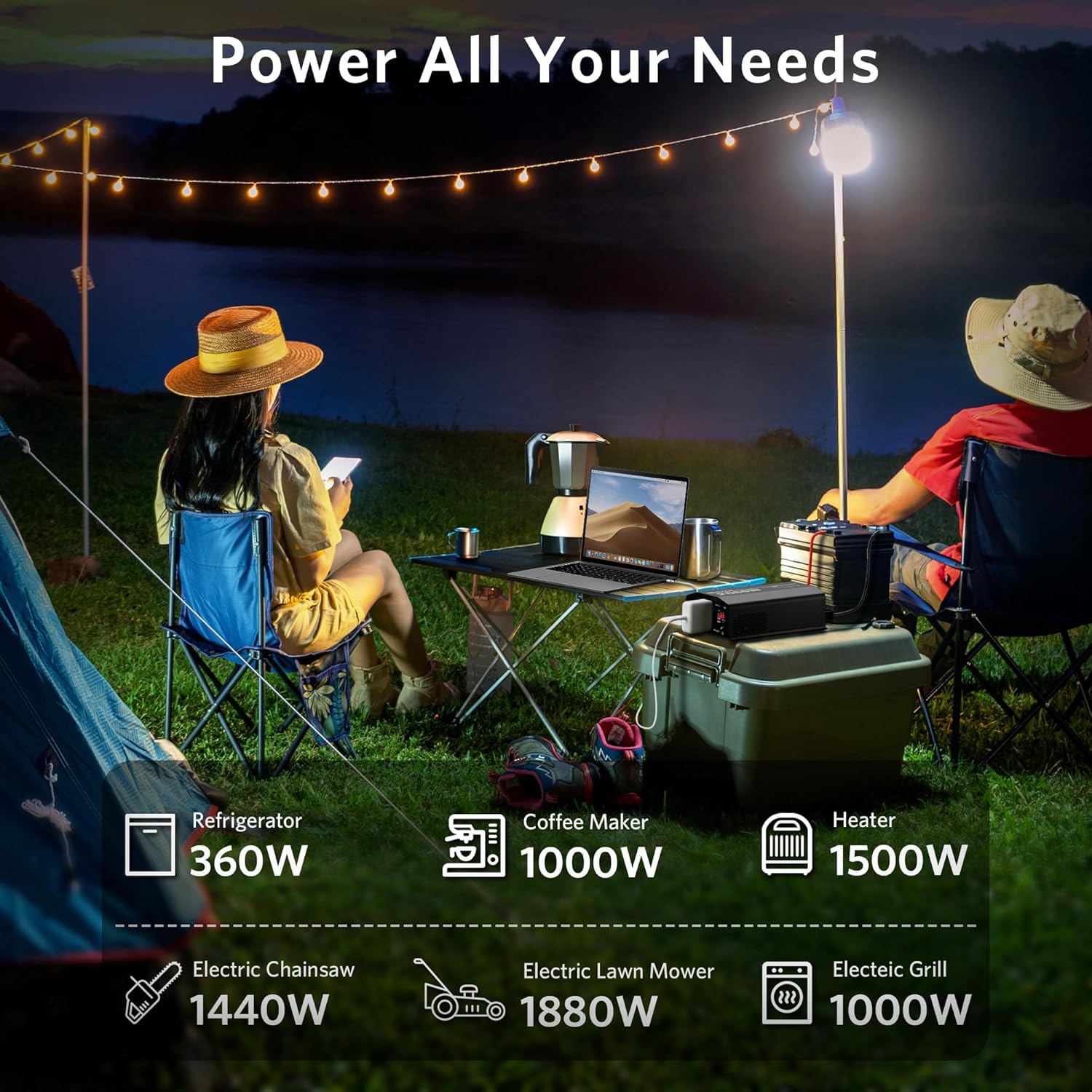 BESTEK 2000 Watt Pure Sine Wave Power Inverter, 12V DC to 110V/120V AC Inverter with 3 AC Outlets, USB & Type-C Port, Remote Controller, Off-Grid Solar Power Inverter 12V to 110V for Home, RV, Truck