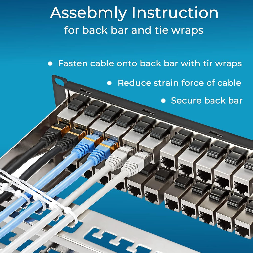 Rapink 48 Port Cat6A Patch Panel with Inline Keystone 10G Support, Shielded STP, 1U Network Patch Panel for Cat7, Cat6, Cat6A, Cat5e