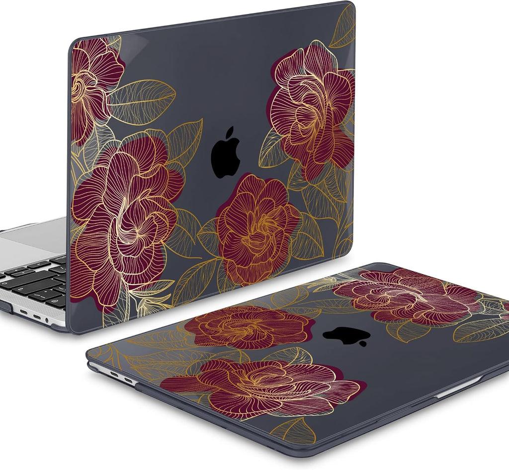 Mektron Case for MacBook Pro 16 Inch A2141 Cover 2019 Release 16" with Liquid Retina Display/Touch ID, Plastic Hard Shell with Keyboard Skin & Screen Protector & Dust Plug, A-Golden Rose