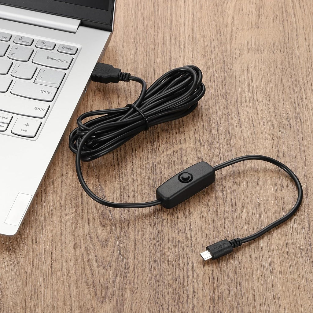 MECCANIXITY USB Extension Cable with ON/Off Button Switch 2m USB Male to Female Extension Cord for Desk Lamp Fan LED Light Strip Black Pack of 2