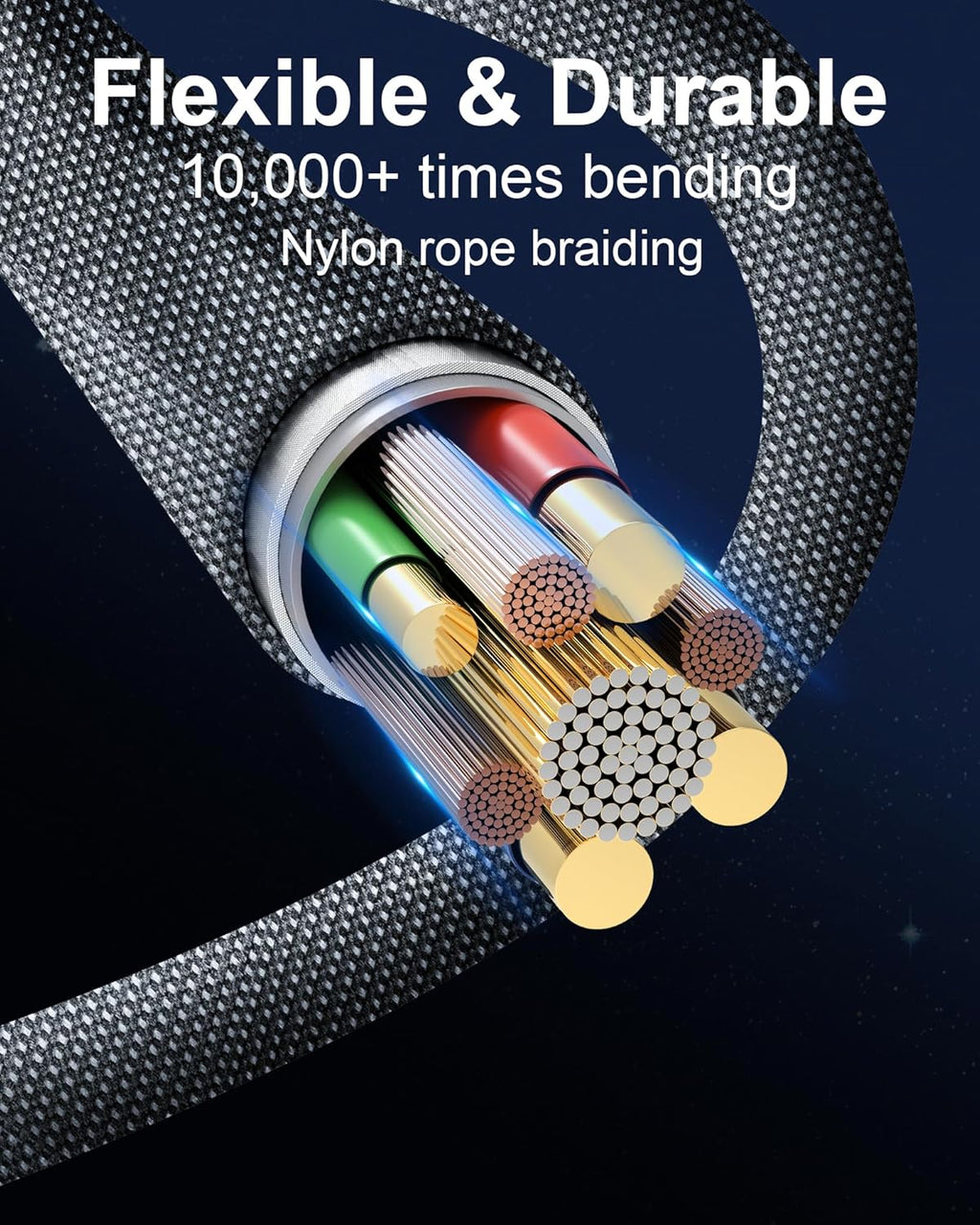 ZBF 100W USB C Magnetic Charging Cable, 2 in 1 Charger Cable for Type C(3 Pack, 4/6.6/6.6FT) 480Mbps Data Transfer, 5A Fast Charging for Phone 17 16 15,14,13 Pro Max, MacBook Pro,Pad,Galaxy S22,Pixel