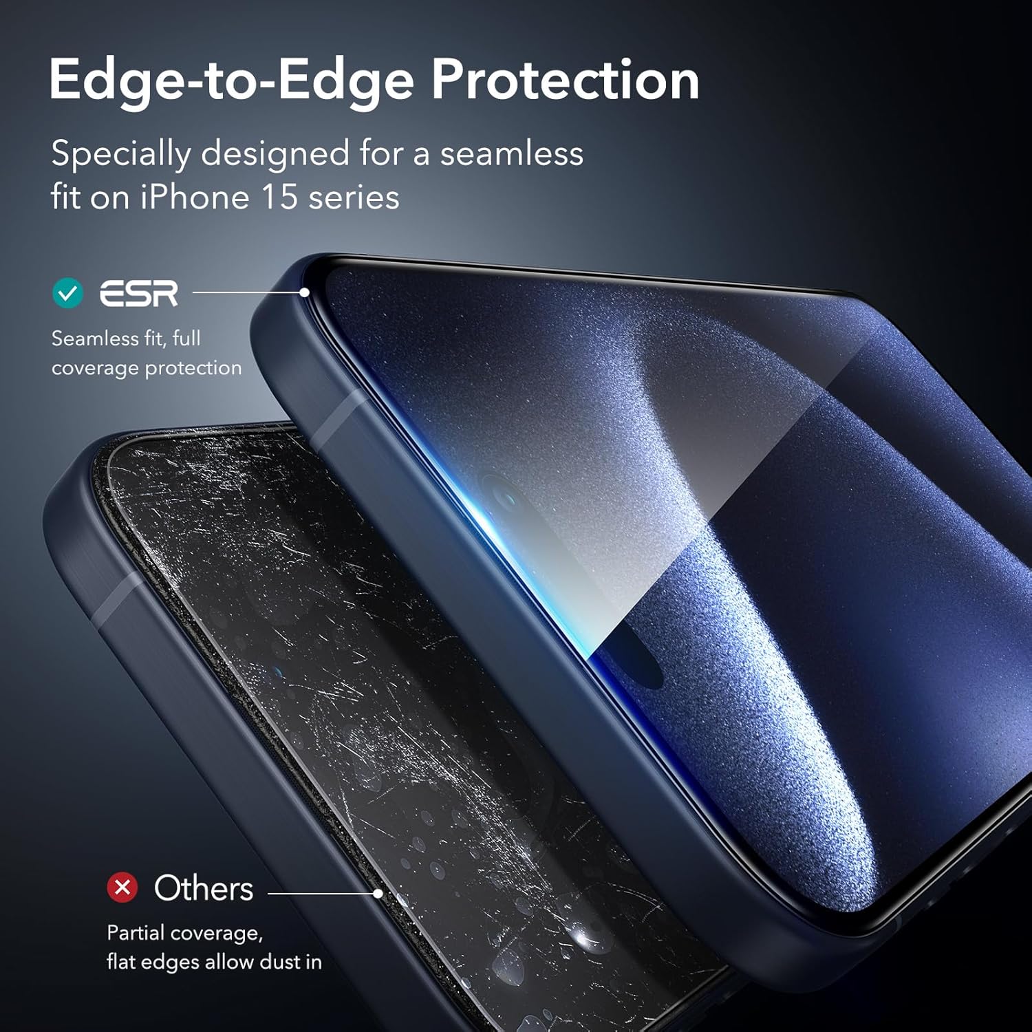 ESR 3 Pack for iPhone 15 Pro Max Screen Protector, [9H Hardness] [Military Grade Shatterproof] Full Coverage Tempered Glass Film with Easy Installation Tool, HD Clear, Scratch Resistant