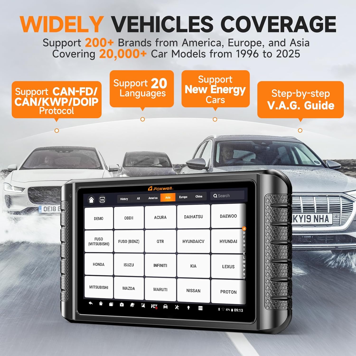 FOXWELL NT1009 All-System Bi-Directional Scan Tool with All Reset Services, Topology Mapping, V.A.G Guide & FCA SGW Support, CAN-FD DoIP Diagnostic Scanner for All Cars, 3-Year Free Updates