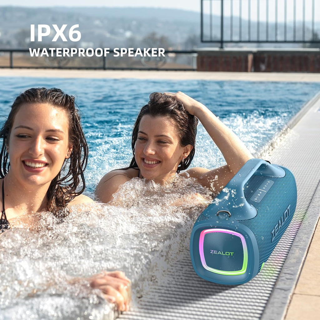 ZEALOT Bluetooth Speaker, 110W Peak(100W) Booming Sound Speakers Wireless, Dual Pairing, XBass, BT 5.3, 24000mAh Power Bank, Portable Outdoor Waterproof Speaker for Camping, Beach Party（Dark Blue