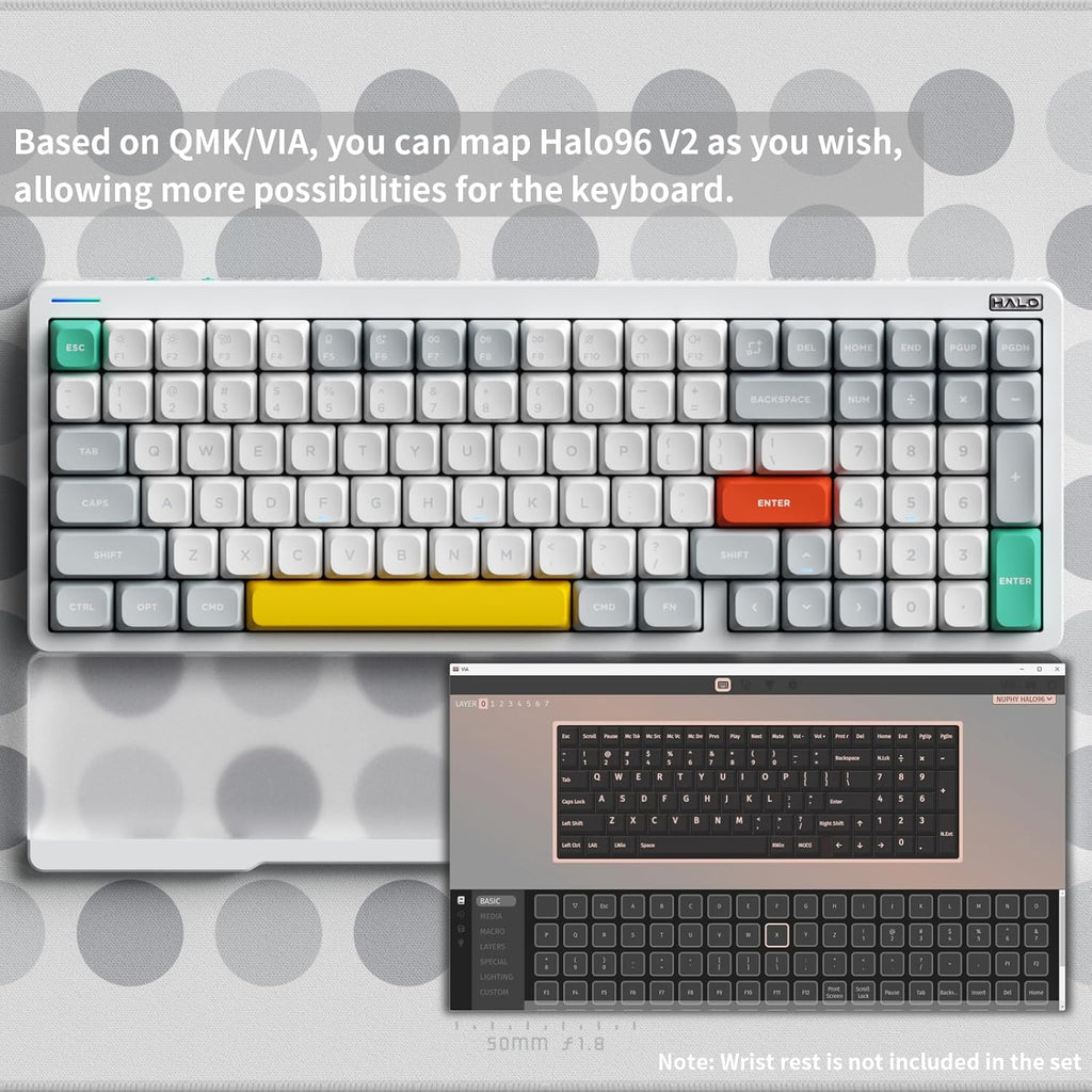 nuphy Halo96 V2 Wireless Keyboard,Gasket Structure,96% Hot Swappable Gaming Keyboard, 99 Kyes RGB Backlit Mechanical Keyboard, Support QMK/VIA,Bluetooth/USB-C/2.4GHz-White,Raspberry Switches(46gf)