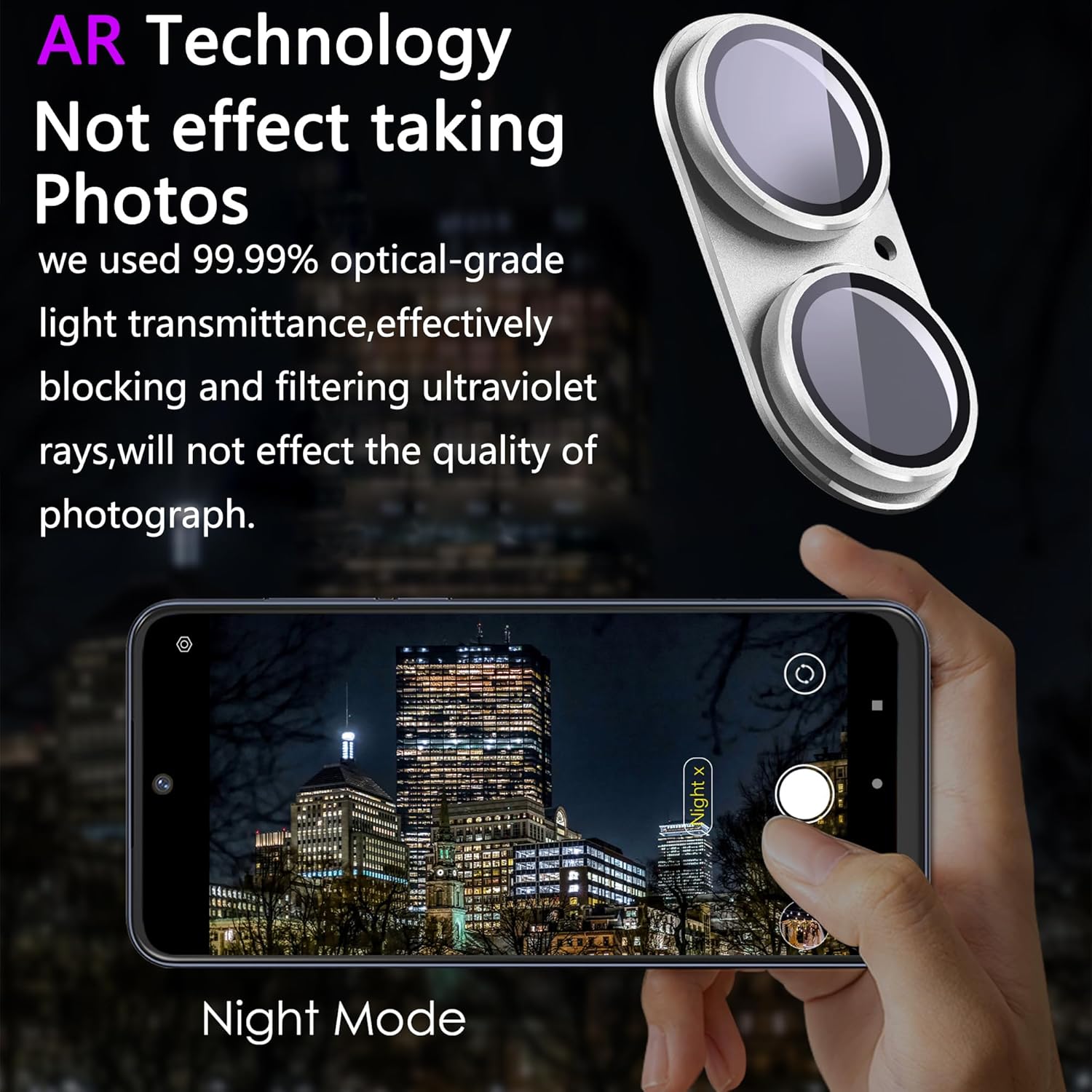 2 Pack Camera Lens Protector for iPhone 16 / iPhone 16 Plus,[Not Easy to Breakn ] AR Tempered Glass Strong Adsorption Metal Camera Cover Screen-Silvery