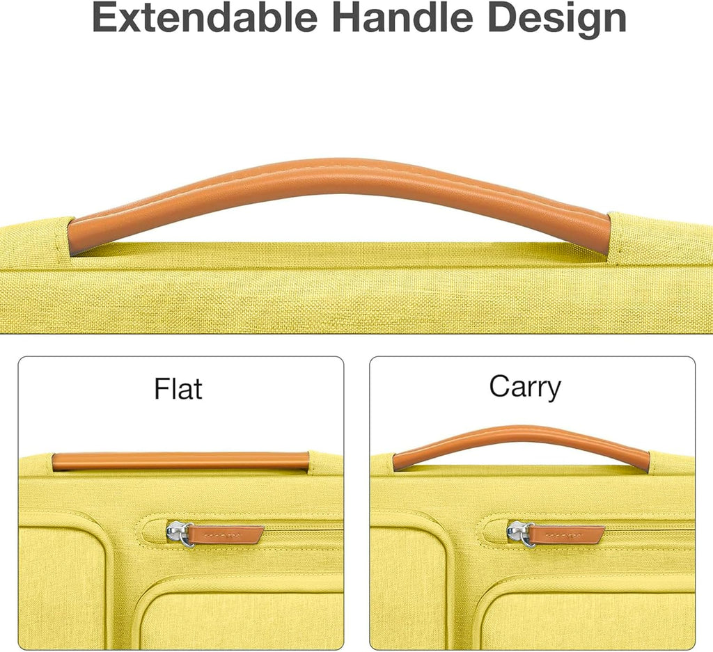 MOSISO 360 Protective Laptop Case 13.3 inch, 13-13.3 inch Laptop Sleeve Compatible with MacBook Air/Pro 13 / Pro 14,HP Dell Acer ASUS,Side Open Carrying Case with 4 Zipper Pockets&Handle, Yellow