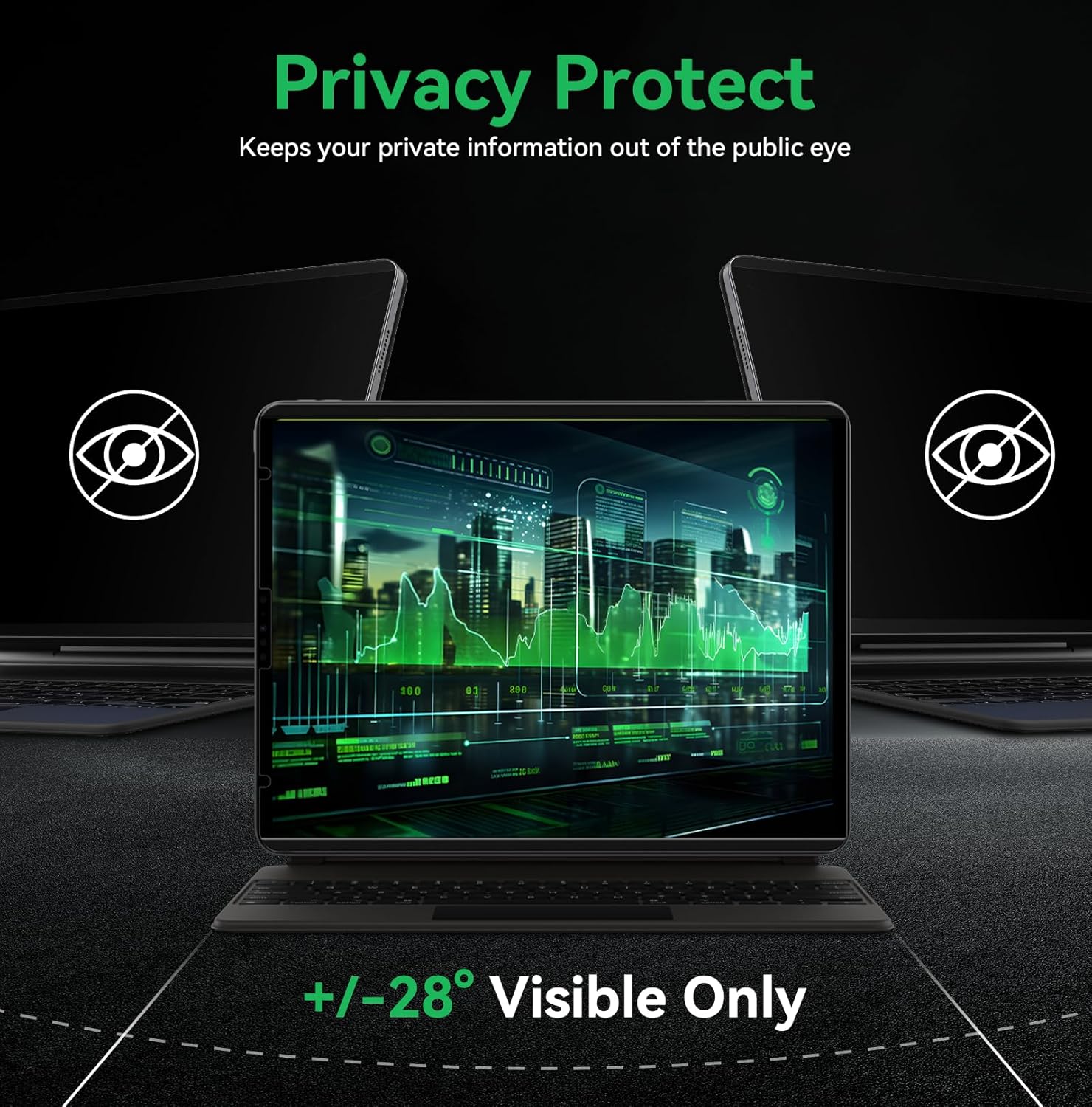 Magnetic Privacy Screen Protector Compatible with iPad A16 (10/11th Generation) 10.9 /11Inch 2022/2025, Anti Glare Shield Anti Blue Light Filter, Bubble-Free Film Easy Install Black Security Guard