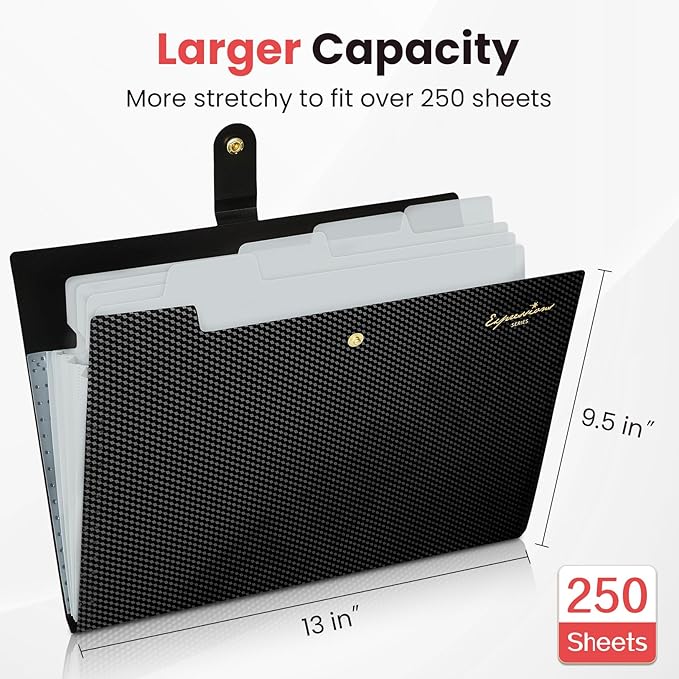 Sooez Expanding File Folder, Letter Size Accordion File Organizer, 5 Pocket - Image 3