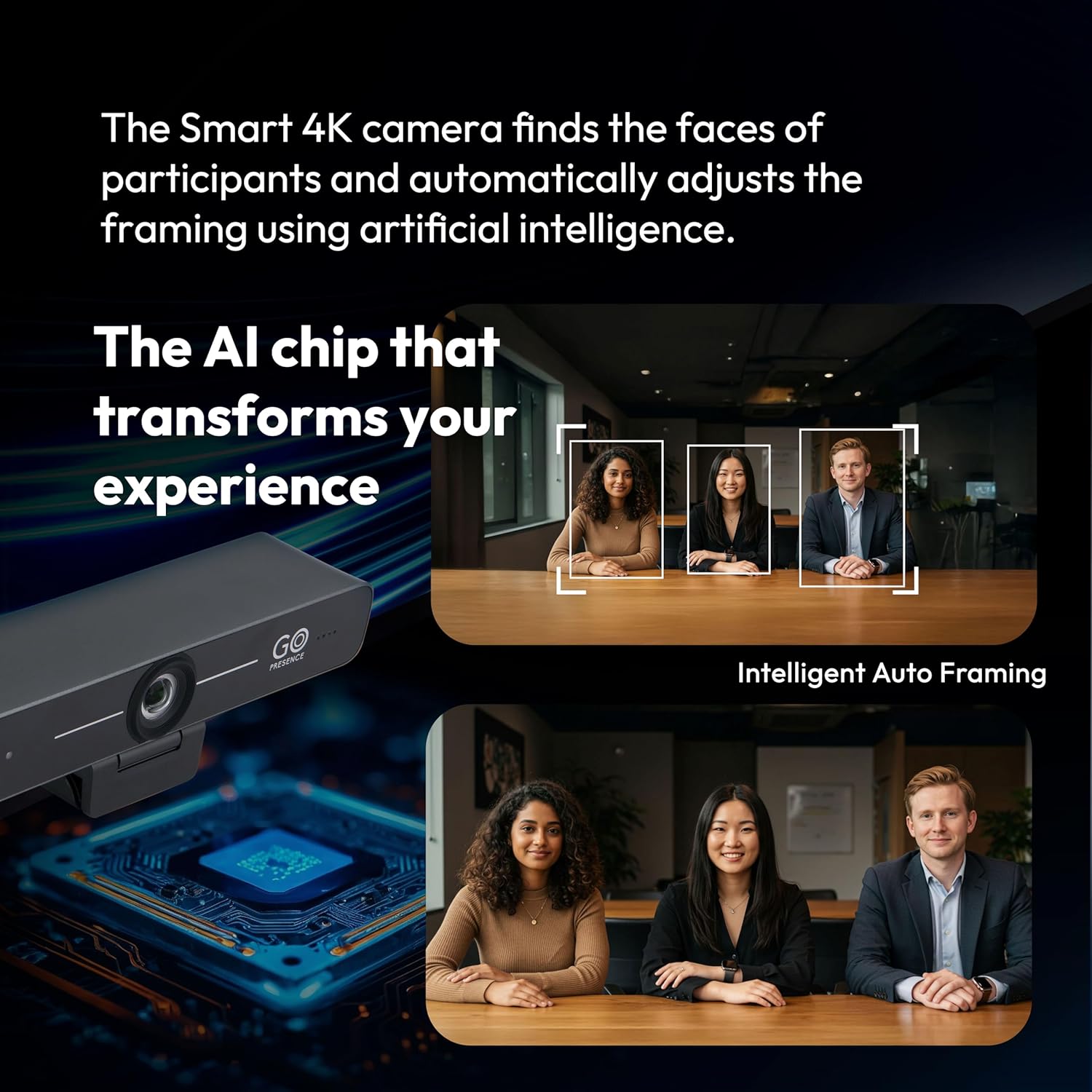 Smart 4K Compact Video Conference Camera – Ultra HD 120° Wide Lens, AI Auto-Framing, Noise-Cancelling Mics, 20ft Pickup, Plug-and-Play USB for All Video Conference Platforms – Small Rooms