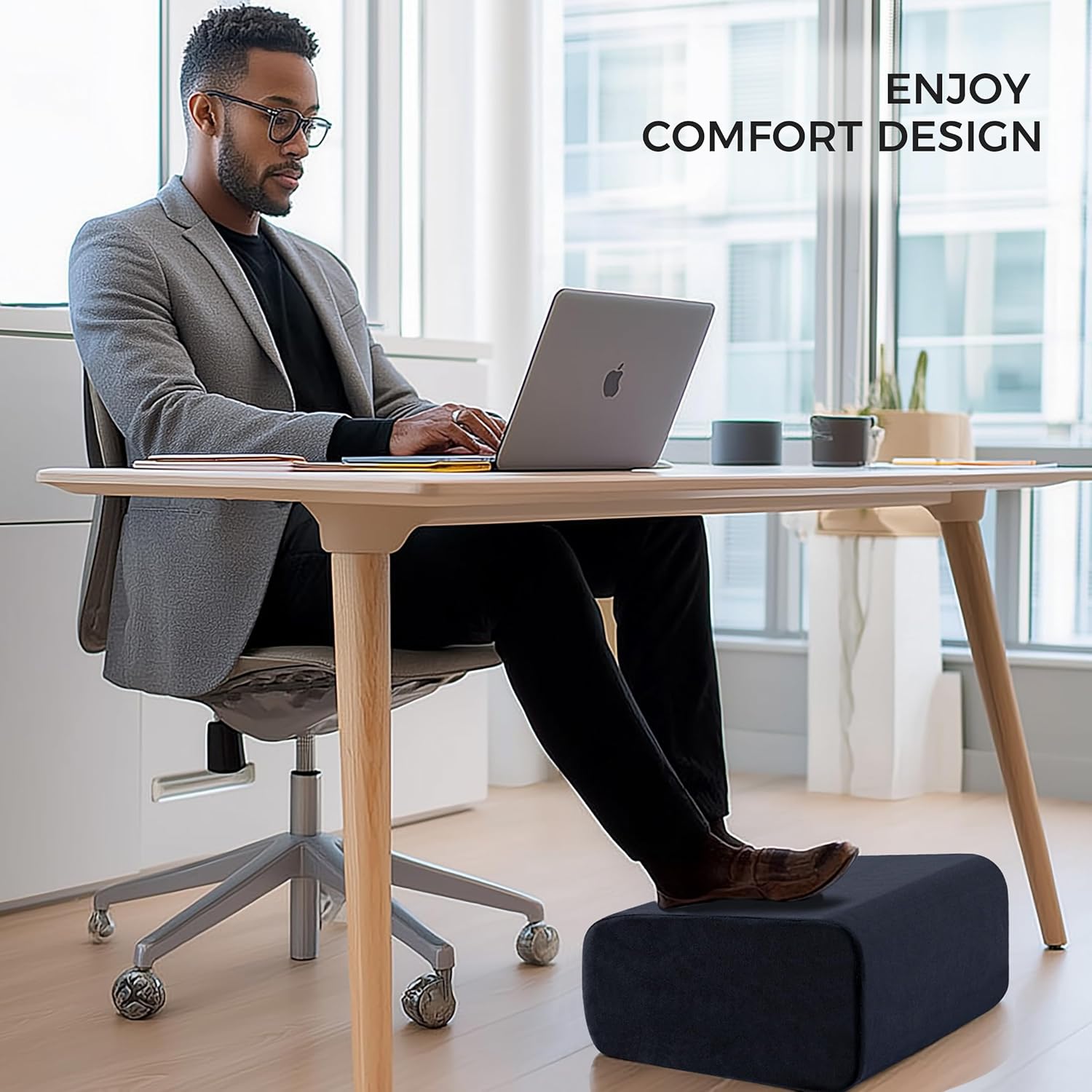 Ganondorf Foot Rest for Under Desk at Work Adjustable Foot Rest Under Desk Ergonomic Foot Stools for Under Office Desk Leg Pillow for Underdesk Footrest with Washable Cover, Black