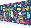 Mouse Pad, Large Cartoon Cats and Fish Desk Mat, Extended Non-Slip Gaming Keyboard Mousepad Desk Pad, Thick Stitched Edges Waterproof Mouse Mat 31.5"x15.7" (Funny Doodle Kittens)