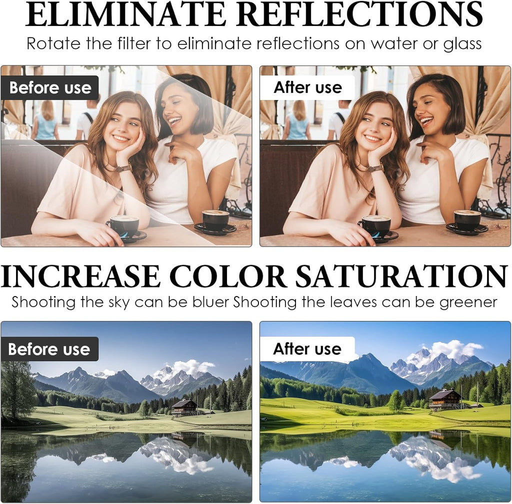 Clip - on Phone Polarizer Lens, Anti - Glare Polarizing Filter for Smartphone Cameras, Universal Clip Design with Cleaning Kit, Enhance Color & Reduce Reflections for Outdoor/Glass Photography