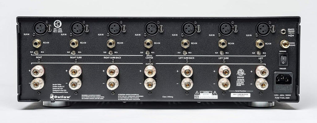 Outlaw Model 7000x 7000 x 7-Channel Power Amplifier | 7x130 Watts Continuous | High Current Amplifier | XLR & RCA Inputs |