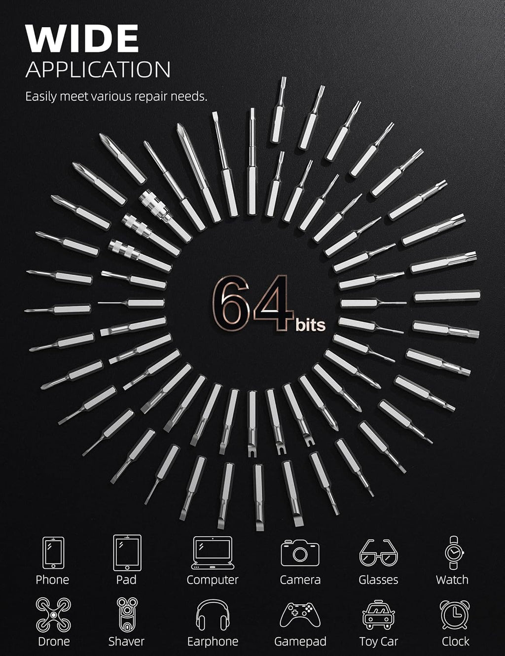 iFu Mini Electric Screwdriver, 90 in 1 Precision Screwdriver Set – Small Cordless Power Screwdriver with LED Light & 64 Magnetic Bits, Repair Tool for Phone Laptop Camera Watch Computer