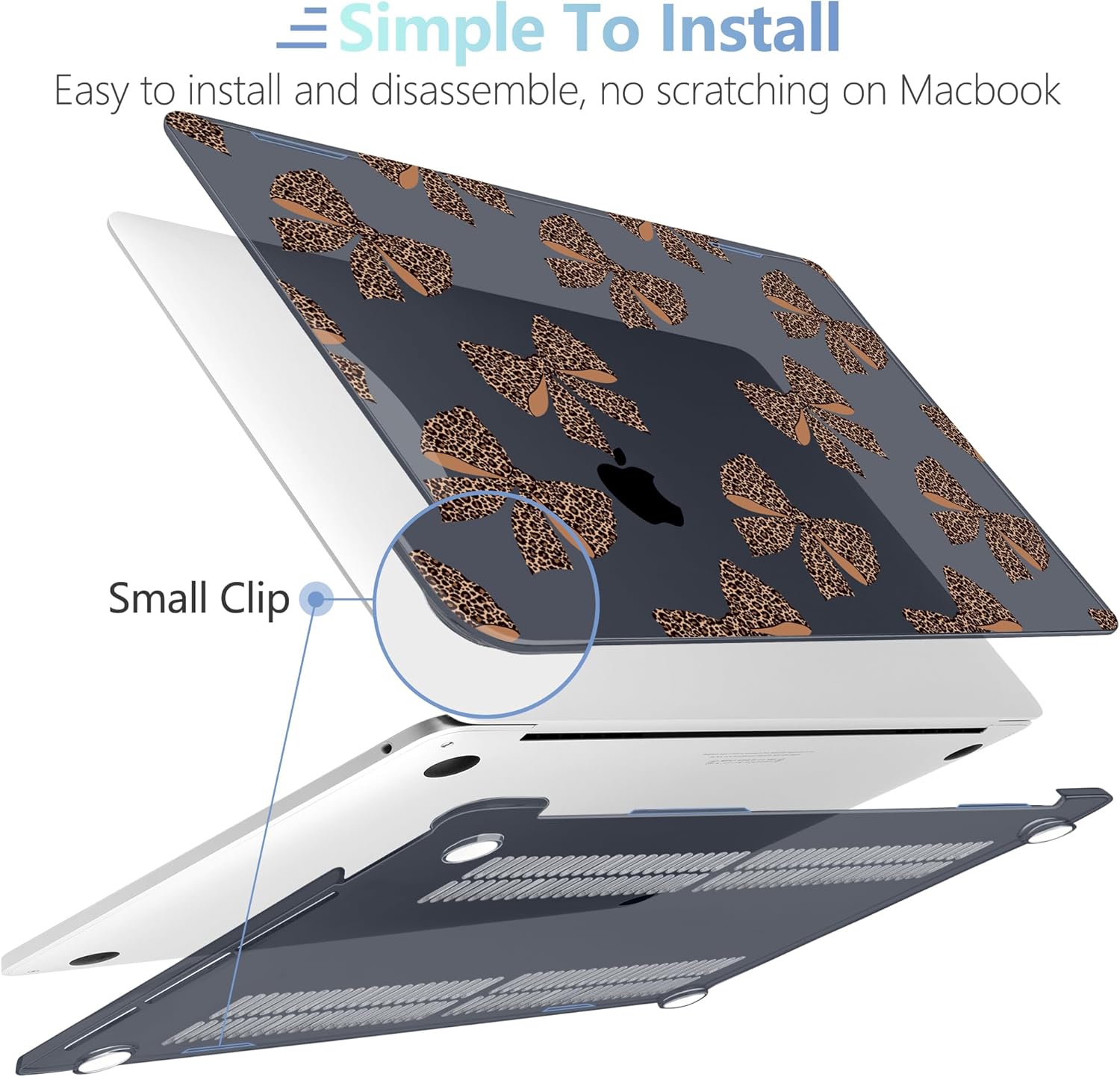 MEEgoodo Case for MacBook Pro 13 inch Case 2022 2021 2020 New A2338 M2/M1 A2251 A2289, Laptop Hard Shell with Keyboard & Camera Cover Compatible with 13 inch MacBook Pro, Leopard Print Bows