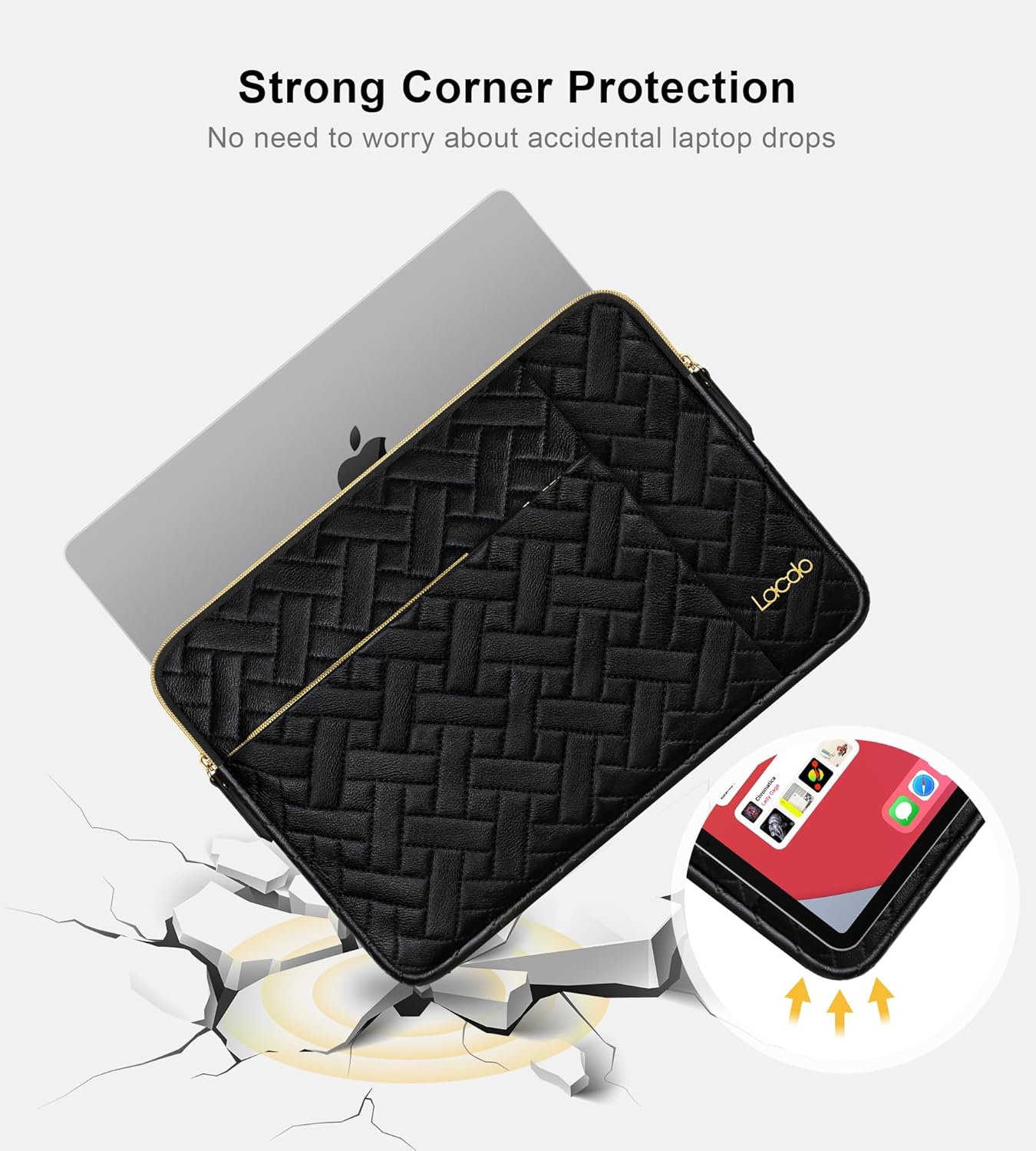 Lacdo Laptop Sleeve Case for 16 inch New MacBook Pro M4/M3/M2/M1 Pro/Max A3403 A3186 A2991 A2780 A2485 2024-2019 | 15" Surface Laptop 7th Copilot+PC/Surface Laptops 6 5 4 Computer Bag, Elegant Black