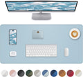 Leather Desk Pad Protector,Desk Mat,Large Mouse Pad, Non-Slip Desk Pad, Waterproof PU Leather Desk Blotter Mat, Desk Cover for Office and Home (Light Blue, 36" x 17")