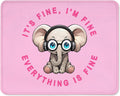ITNRSIIET Mouse Pad with Stitched Edge Premium Textured Smooth Precise Operation Waterproof Washable Non-Slip Rubber Base Desktop Protection Mat, 10.2×8.3×0.12 inches, Pink Pretty Elephant