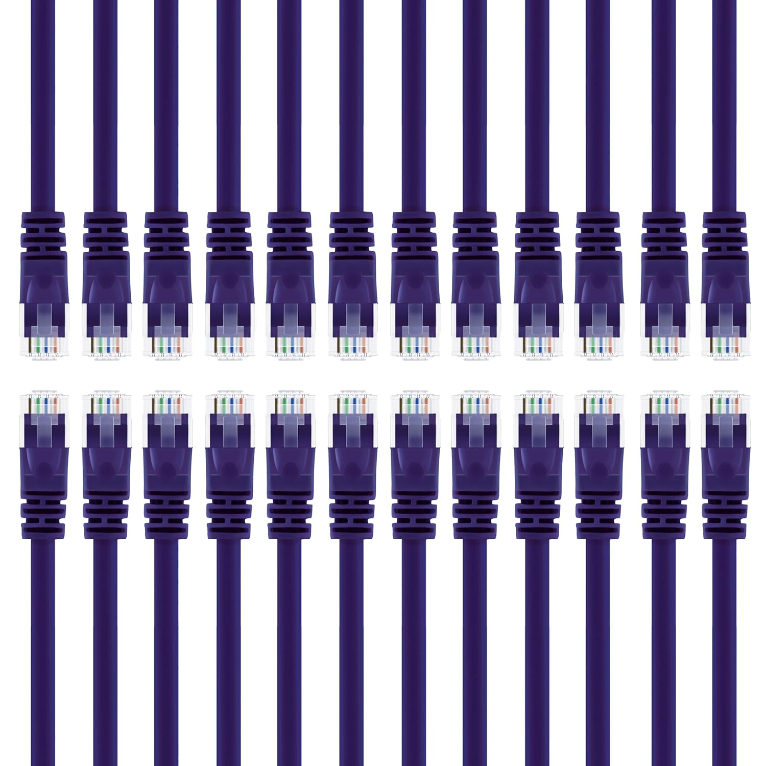 GearIT 24-Pack, Cat5e Ethernet Patch Cable 3 Feet - Snagless RJ45 Computer LAN Network Cord, Purple - Compatible with 24 48 Port Switch POE Rackmount 24port Gigabit
