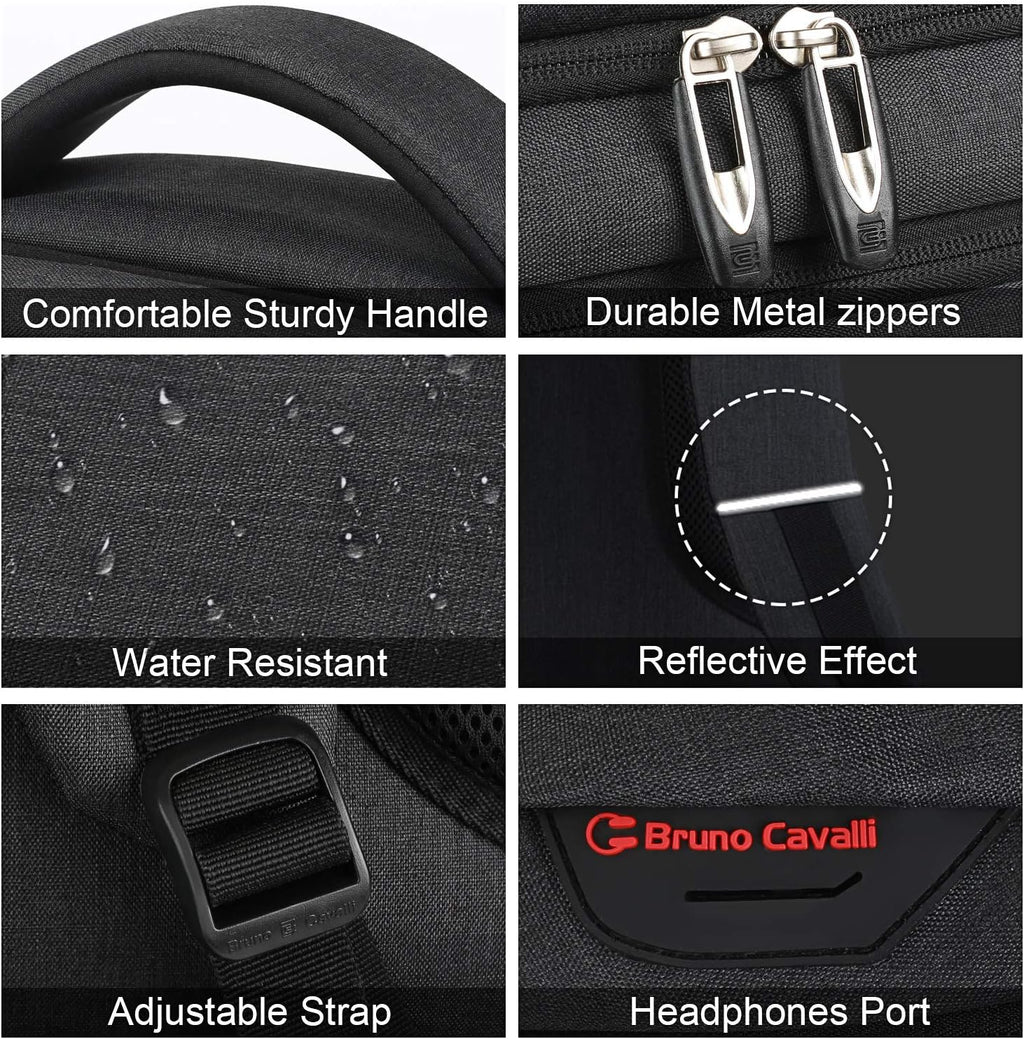 17 Inch Laptop Backpack, Business Anti Theft Slim Durable Laptops Backpack with USB Charging Port, Water Resistant College Computer Bag Gifts for Men & Women Fits 15.6 Inch Notebook-Black
